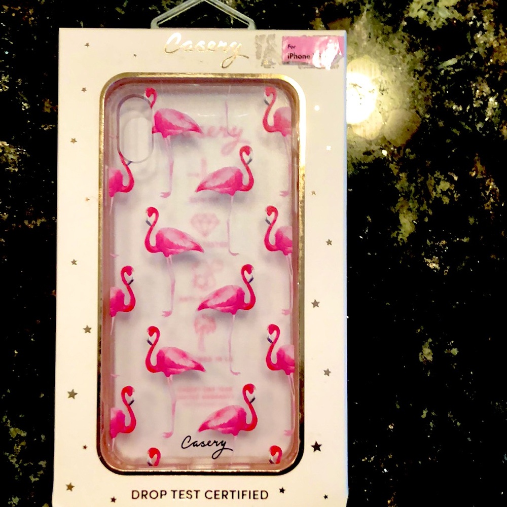 Phone case with pink flamingos